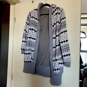 Comfy fleece lined long layering sweater